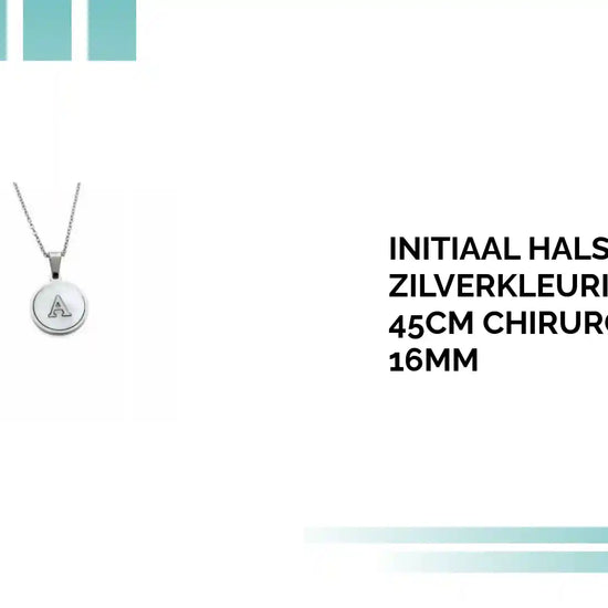 Initiaal Halsketting Zilverkleurig Schelp &ndash; 45cm Chirurgisch Staal 16mm by@Outfy