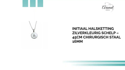 Initiaal Halsketting Zilverkleurig Schelp &ndash; 45cm Chirurgisch Staal 16mm by@Outfy