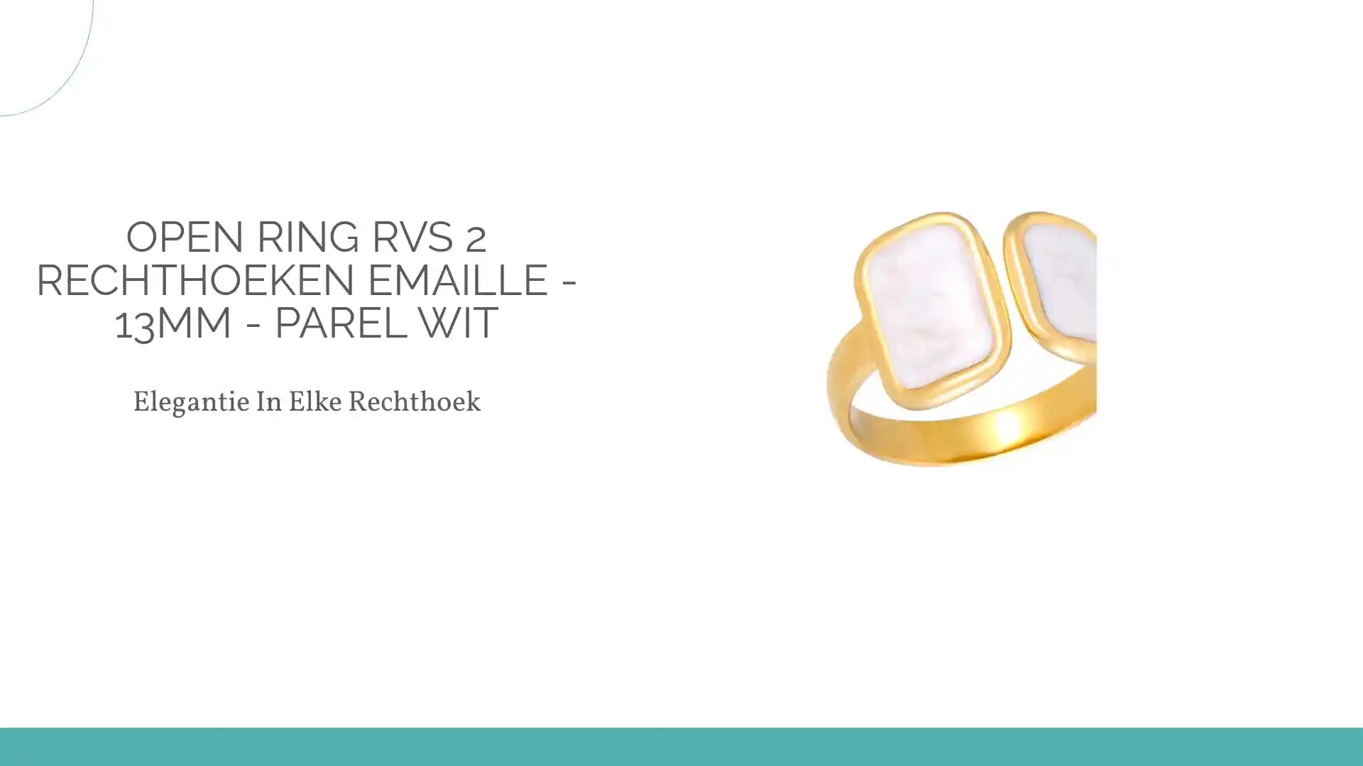 Open Ring RVS 2 Rechthoeken Emaille - 13mm - Parel Wit by@Outfy