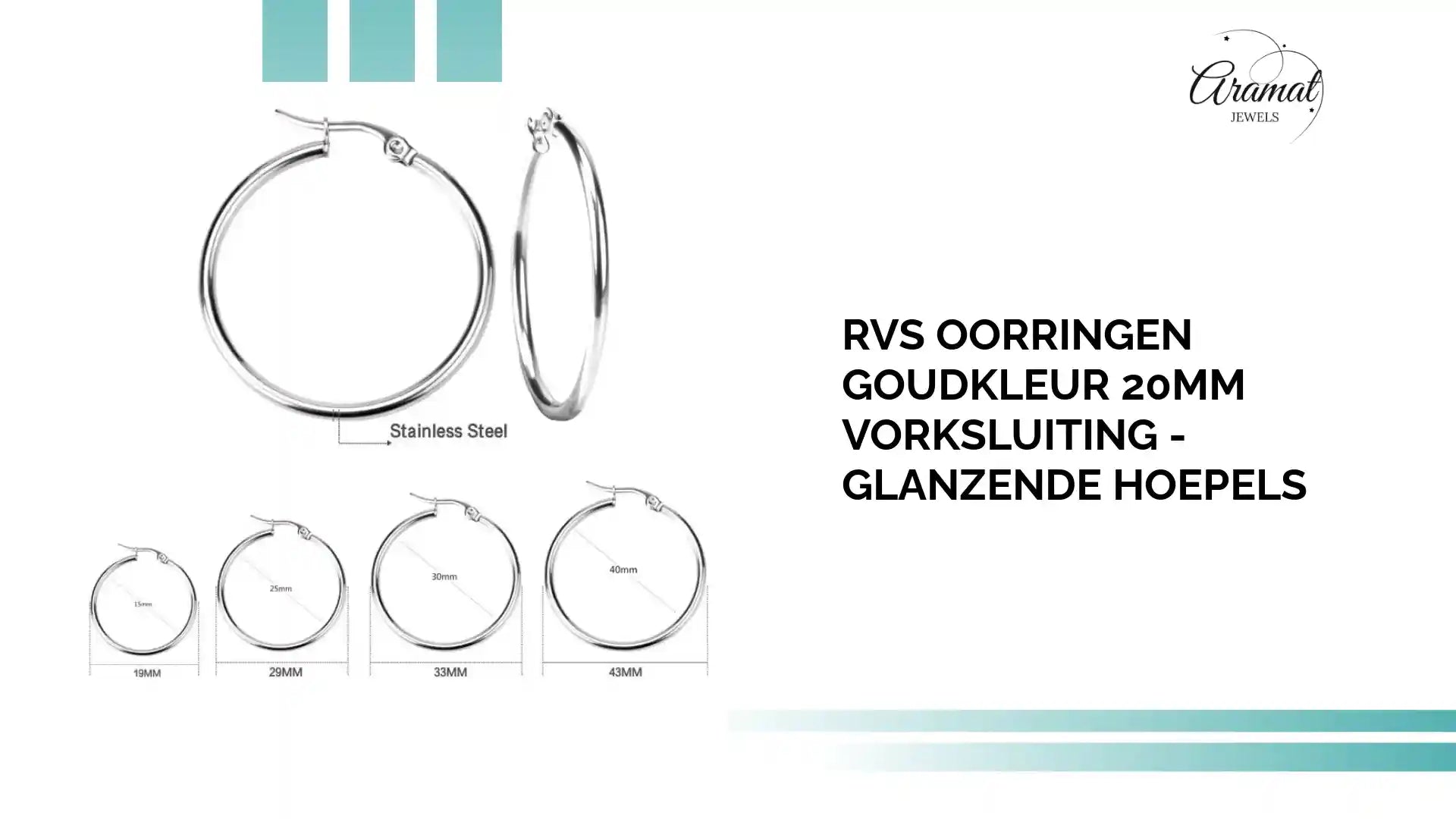 RVS Oorringen Goudkleur 20mm Vorksluiting - Glanzende Hoepels by@Outfy