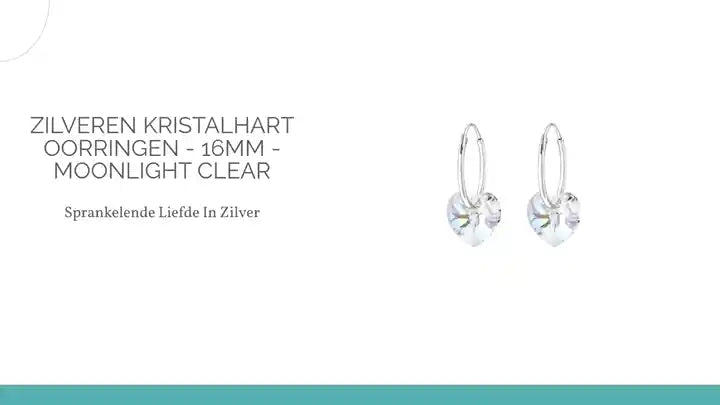 Zilveren Kristalhart Oorringen - 16mm - Moonlight Clear by@Outfy