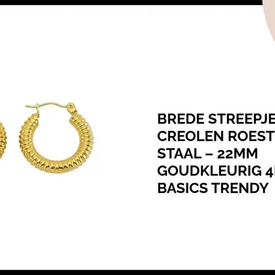 Brede Streepjes Creolen Roestvrij Staal &ndash; 22mm Goudkleurig 4mm Breed Basics Trendy by@Outfy