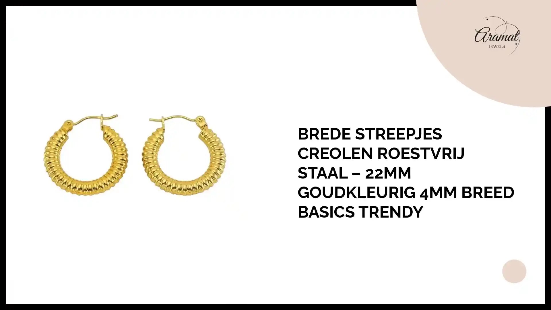 Brede Streepjes Creolen Roestvrij Staal &ndash; 22mm Goudkleurig 4mm Breed Basics Trendy by@Outfy