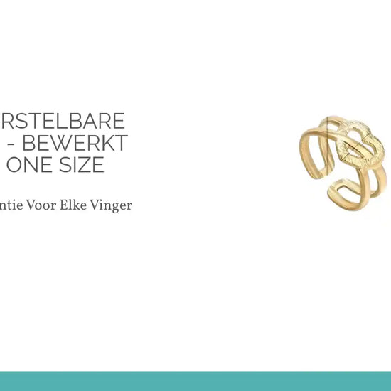Stalen Verstelbare Open Ring - Bewerkt Hartje - One Size by@Outfy