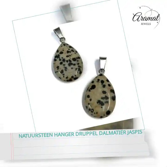 Natuursteen hanger druppel Dalmati&euml;r Jaspis by@Outfy