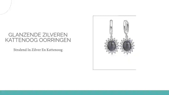 Glanzende Zilveren Kattenoog Oorringen by@Outfy