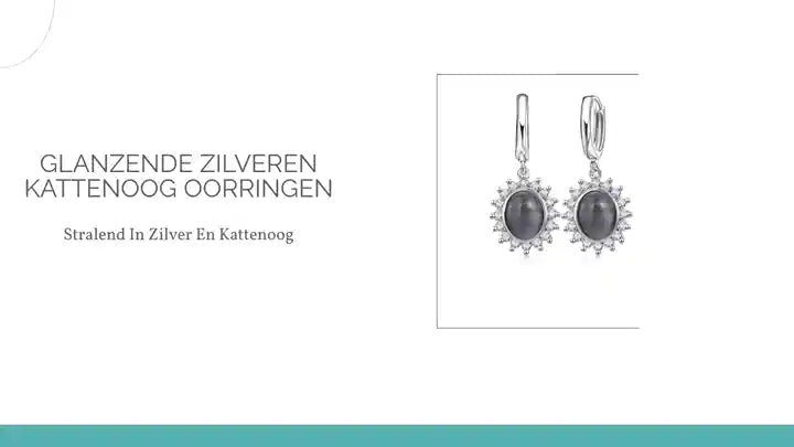 Glanzende Zilveren Kattenoog Oorringen by@Outfy