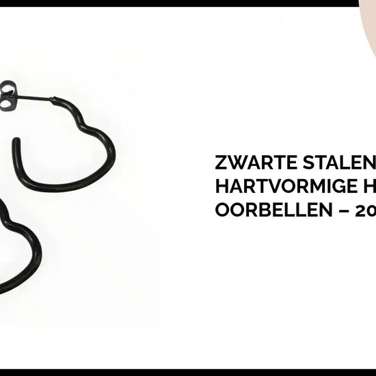 Zwarte Stalen Hartvormige Hoepel Oorbellen &ndash; 20 mm by@Outfy