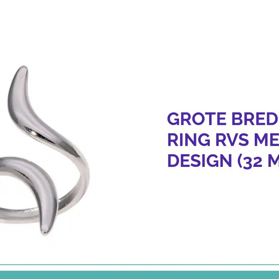 Grote Brede One Size Ring RVS met Lijnen Design (32 mm) by@Outfy