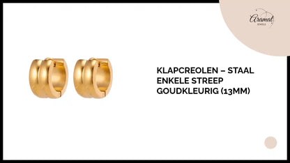 Klapcreolen &ndash; Staal Enkele Streep Goudkleurig (13mm) by@Outfy