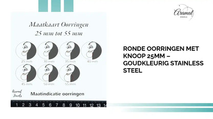 Ronde Oorringen met Knoop 25mm &ndash; Goudkleurig Stainless Steel by@Outfy