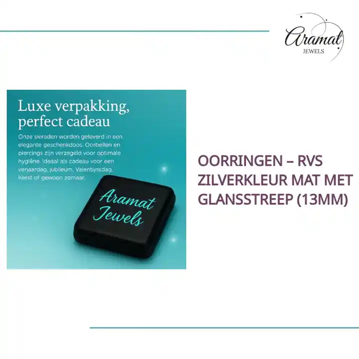 Oorringen &ndash; RVS Zilverkleur Mat met Glansstreep (13mm) by@Outfy