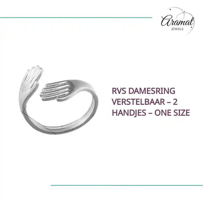 RVS Damesring Verstelbaar &ndash; 2 Handjes &ndash; One Size by@Outfy