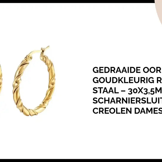 Gedraaide Oorringen Goudkleurig Roestvrij Staal &ndash; 30x3,5mm Scharniersluiting Creolen Dames by@Outfy