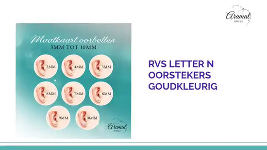 RVS letter N oorstekers goudkleurig by@Outfy