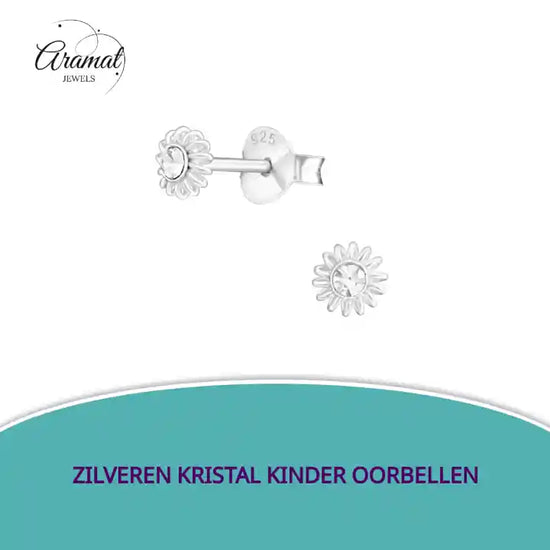 Zilveren Kristal Kinder Oorbellen by@Outfy