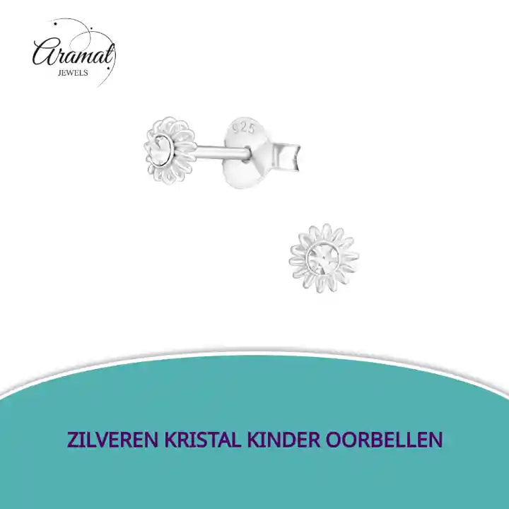 Zilveren Kristal Kinder Oorbellen by@Outfy