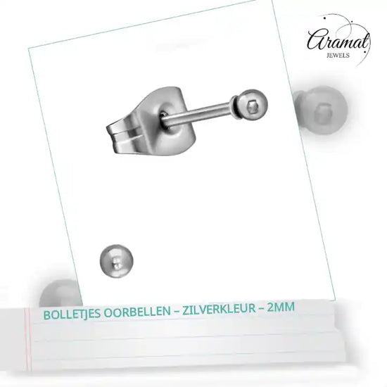 Bolletjes oorbellen &ndash; zilverkleur &ndash; 2mm by@Outfy