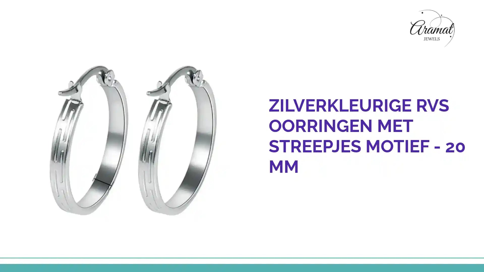 Zilverkleurige RVS Oorringen met Streepjes Motief - 20 mm by@Outfy