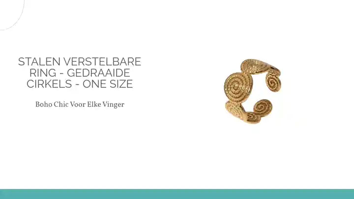 Stalen Verstelbare Ring - Gedraaide Cirkels - One Size by@Outfy