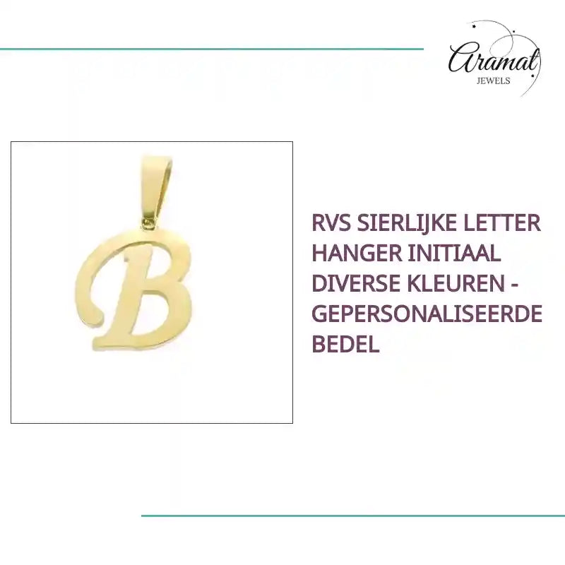 RVS Sierlijke Letter Hanger Initiaal Diverse Kleuren - Gepersonaliseerde Bedel by@Outfy