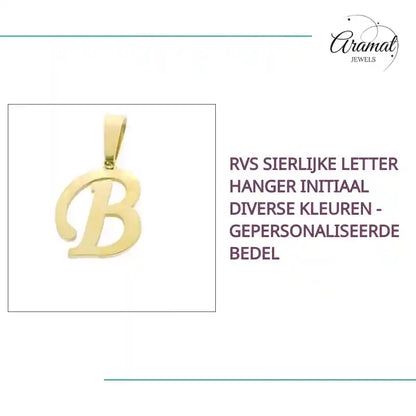 RVS Sierlijke Letter Hanger Initiaal Diverse Kleuren - Gepersonaliseerde Bedel by@Outfy