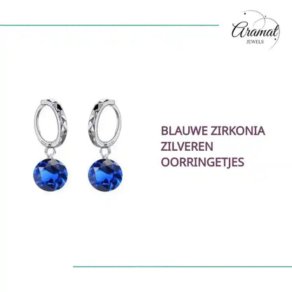 Blauwe Zirkonia Zilveren Oorringetjes by@Outfy