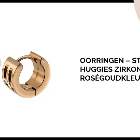 Oorringen &ndash; Staal Huggies Zirkonia Ros&eacute;goudkleurig (13mm) by@Outfy