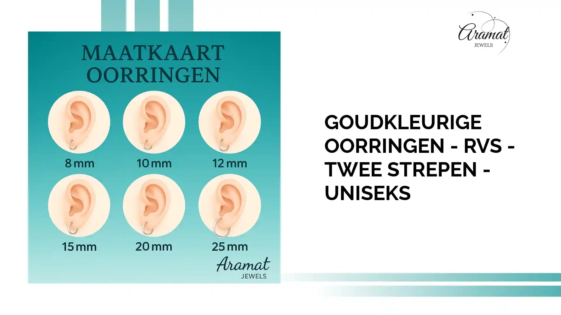 Goudkleurige Oorringen - RVS - Twee Strepen - Uniseks by@Outfy