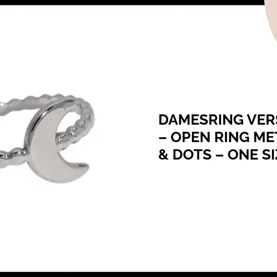Damesring Verstelbaar &ndash; Open Ring met Maantje &amp; Dots &ndash; One Size by@Outfy