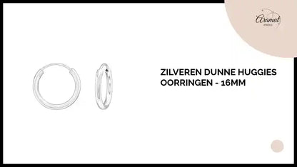 Zilveren Dunne Huggies Oorringen - 16mm by@Outfy