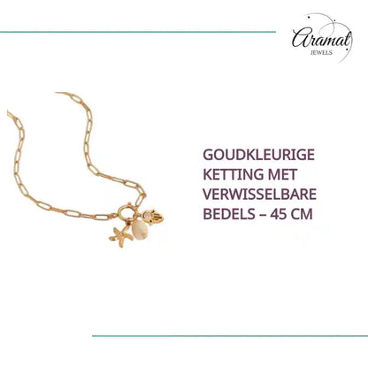 Goudkleurige ketting met verwisselbare bedels &ndash; 45 cm by@Outfy