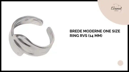 Brede Moderne One Size Ring RVS (14 mm) by@Outfy