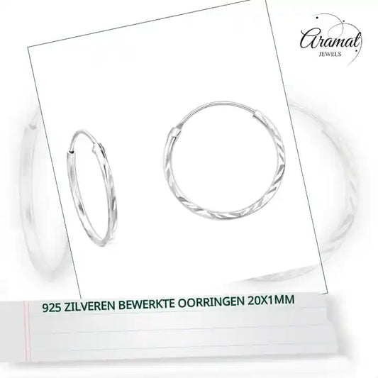 925 Zilveren Bewerkte Oorringen 20x1mm by@Outfy