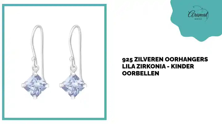 925 Zilveren Oorhangers Lila Zirkonia - Kinder Oorbellen by@Outfy