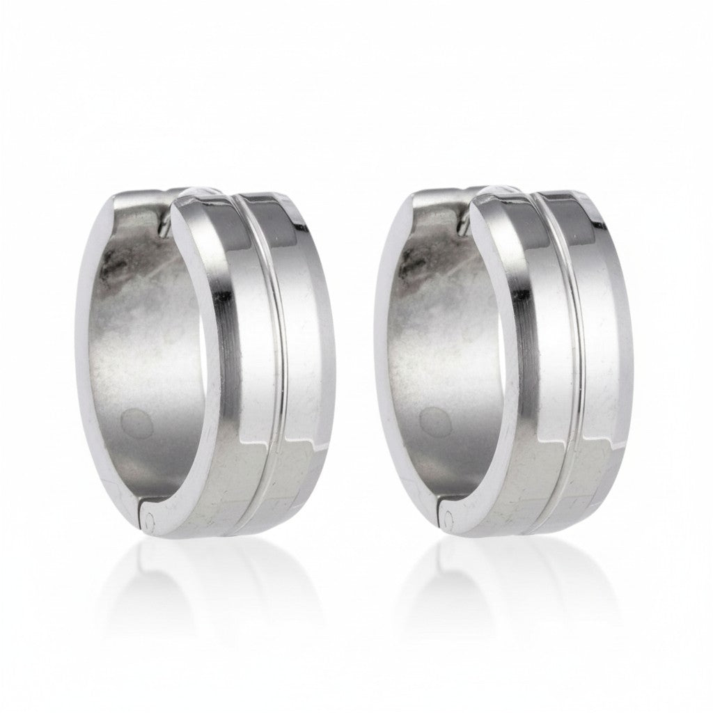 Earrings – 20mm Stainless Steel With Slot Silver Color Unisex