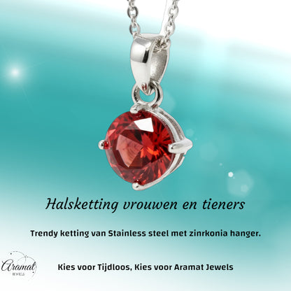 Elegant Stainless Steel Zirconia Pendant