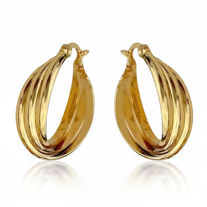 Triple earrings for women – gold-colored 