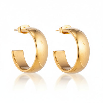 Earrings – 22mm Hoop Creole Smooth Stainless Steel Gold Color Unisex