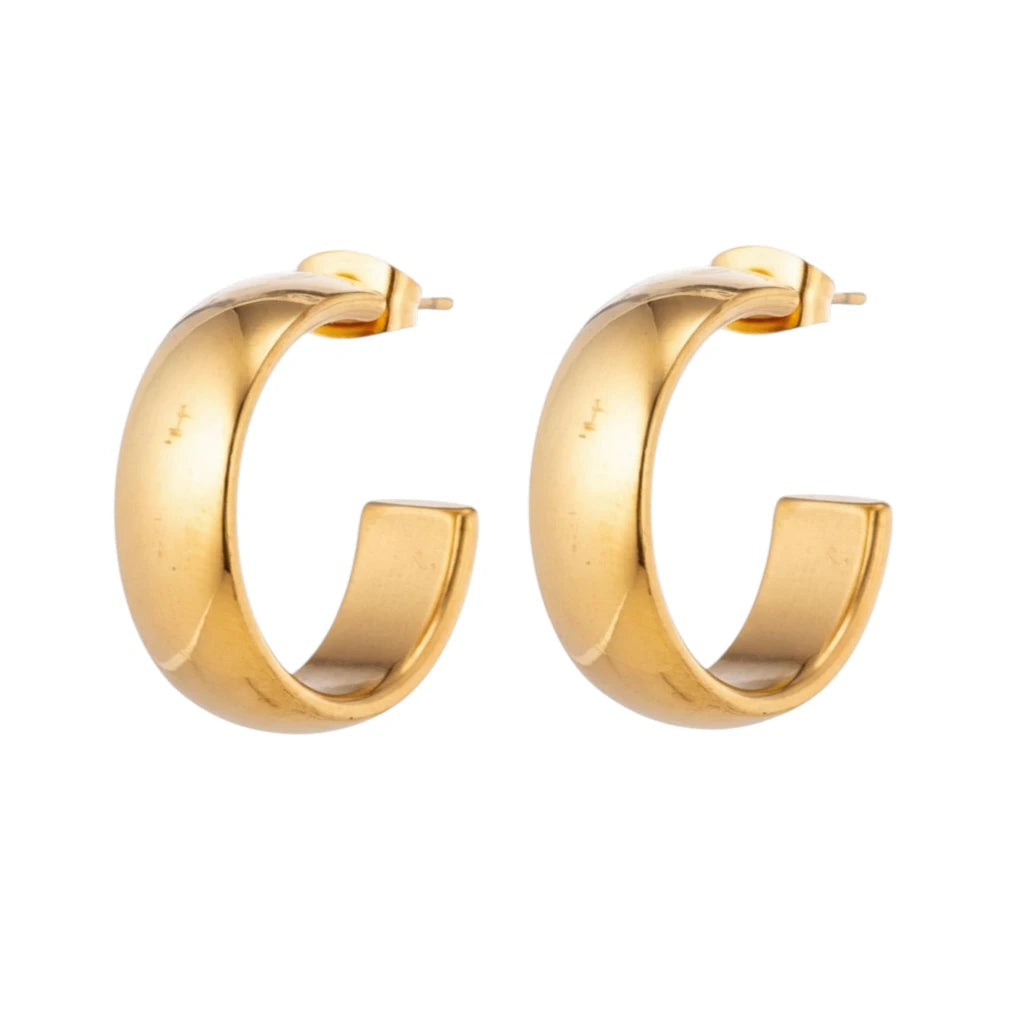 Earrings – 22mm Hoop Creole Smooth Stainless Steel Gold Color Unisex