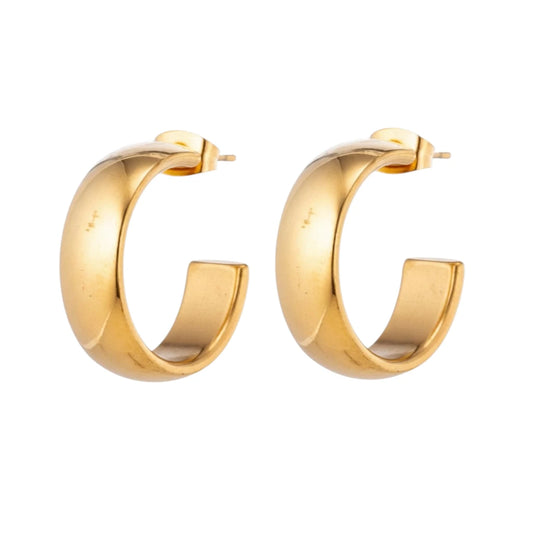 Earrings – 22mm Hoop Creole Smooth Stainless Steel Gold Color Unisex