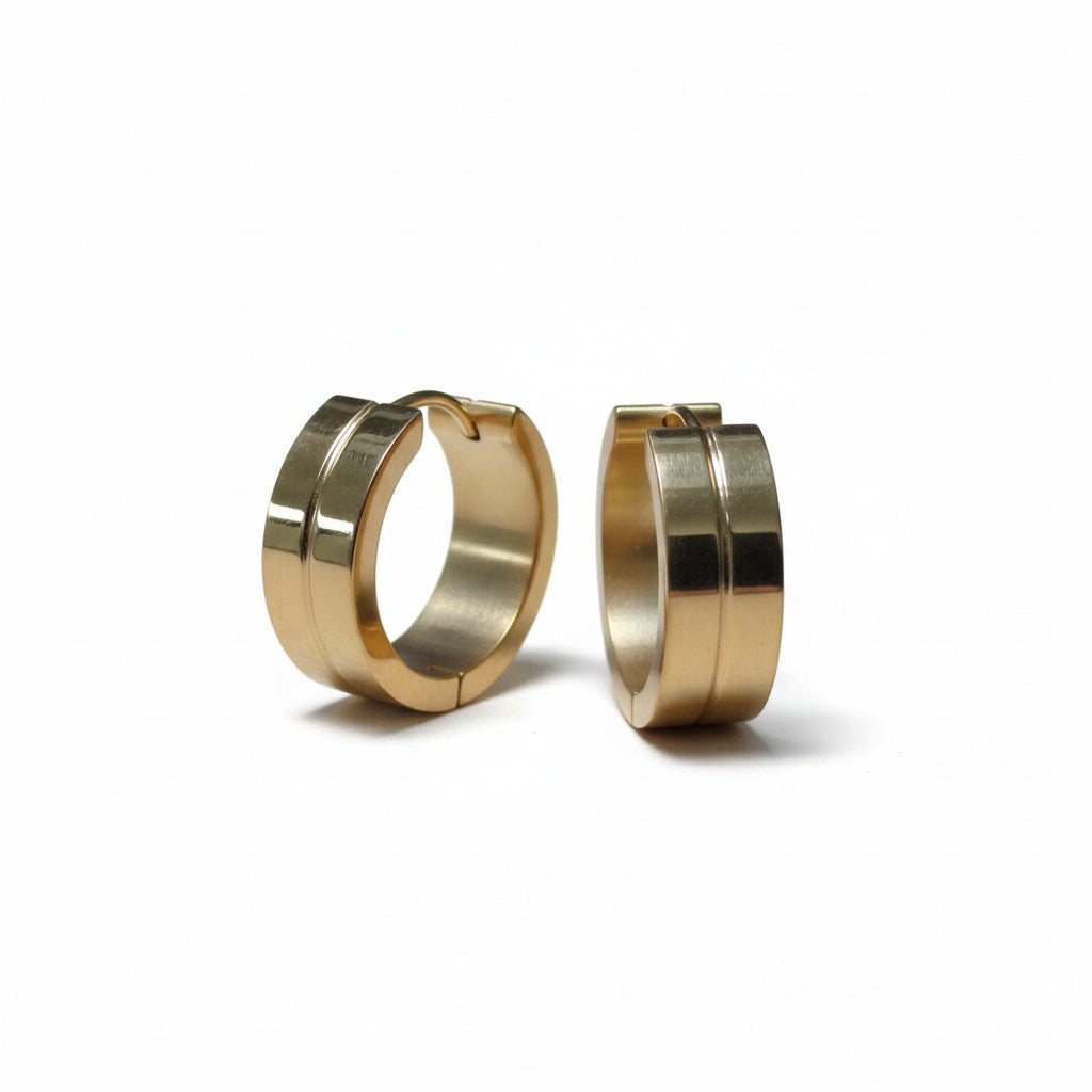 Earrings – 20mm Hoop Earrings with Narrow Line Stainless Steel Gold Color Unisex