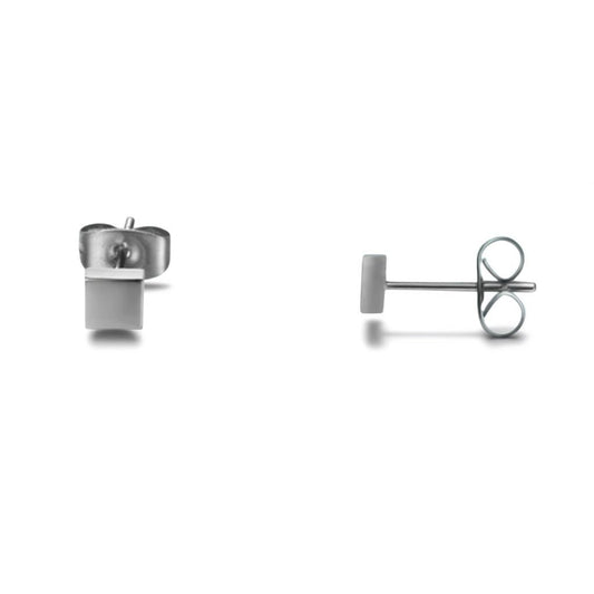 Stud Earrings – Steel Square Silver Colored (4mm) 