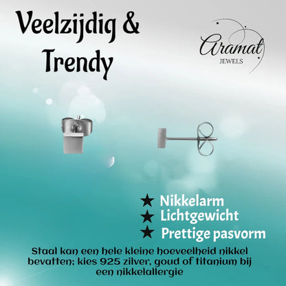 Stud Earrings – Steel Square Silver Colored (4mm) 