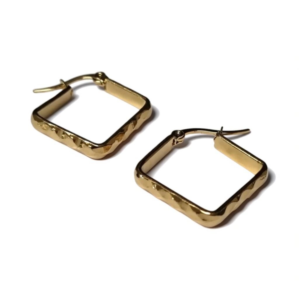 Gold-colored Square Earrings
