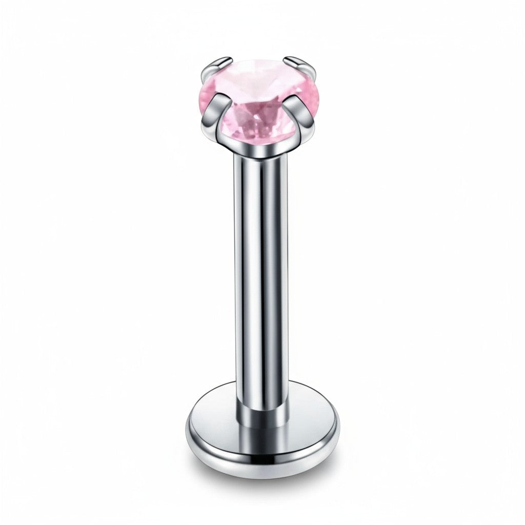 Helix Piercing Silver Color Pink Zirconia 6mm 3mm 1.2mm