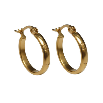 Earrings – 20mm Creole Anchor &amp; Star Motif Stainless Steel Gold Color Women 