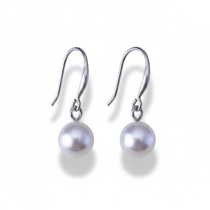 Boucles d'oreilles en acier avec perle blanche de 8 mm 