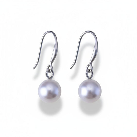 Steel Earrings white pearl 8mm 