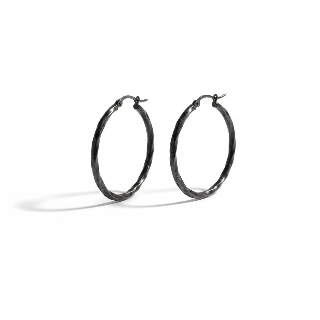 Black Twisted Steel Earrings